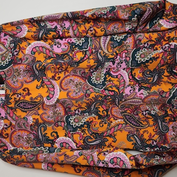 Retro Print Orange and Pink Long Sleeve Mini Dress Women Size M - Picture 2 of 6